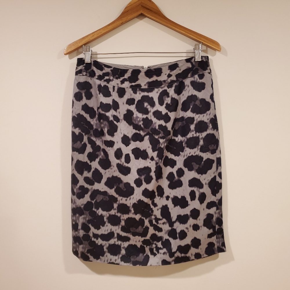 Banana Republic Rayon/Linen Animal Print Skirt Women's Size 8